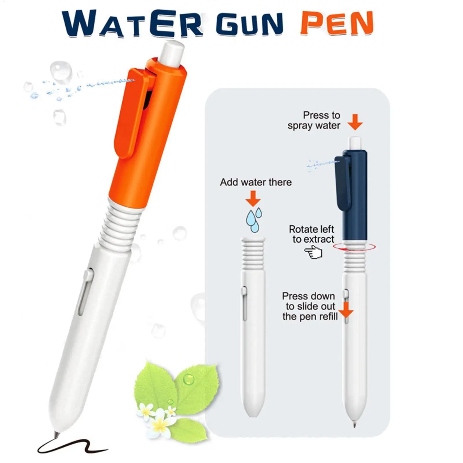 1Pc Writable Pen Water Spray Pen Signature Pen Press to Spray Pranks Water Spray Pen Student Gift Funny Spoof Trick Toy