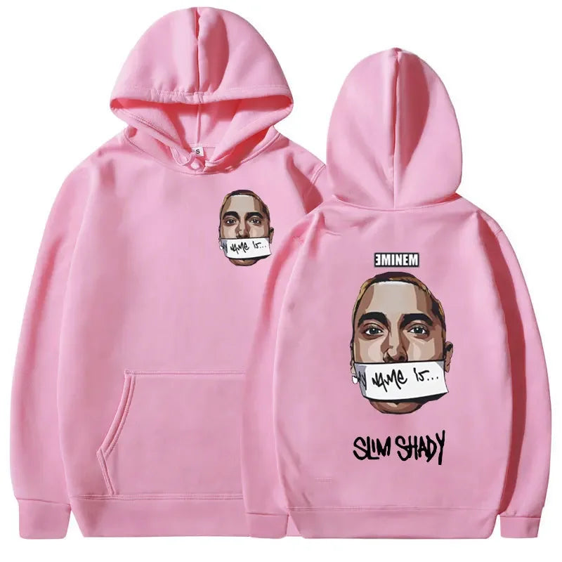 Eminem My Name Is Slim Shady Hoodie Men Rock Rapper Music Album Print Sweatshirt Unisex Hip Hop Fashion Hoodies Y2K Streetwear