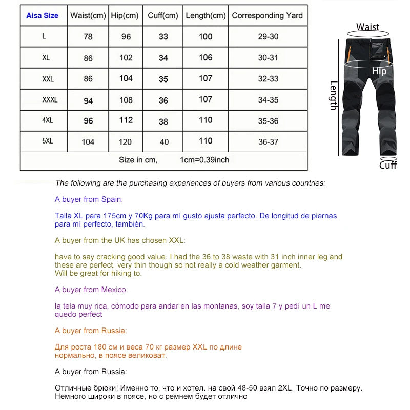 Men Summer Hiking Pants Camping Trousers Wear-Resistant Water Splash Prevention Quick Dry UV Resistant Elastic Thin