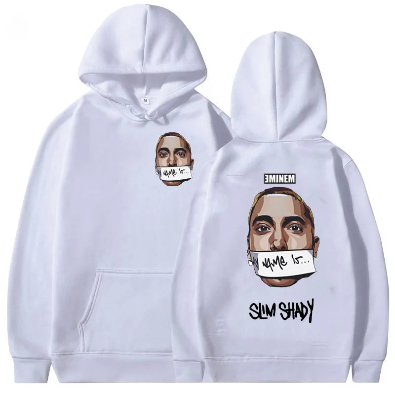 Eminem My Name Is Slim Shady Hoodie Men Rock Rapper Music Album Print Sweatshirt Unisex Hip Hop Fashion Hoodies Y2K Streetwear