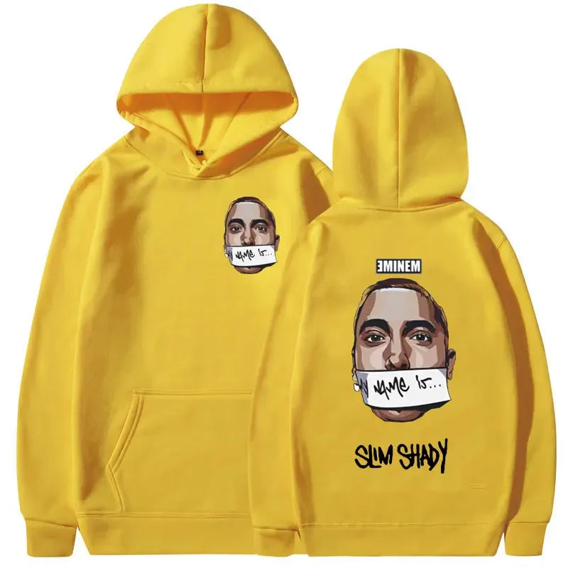 Eminem My Name Is Slim Shady Hoodie Men Rock Rapper Music Album Print Sweatshirt Unisex Hip Hop Fashion Hoodies Y2K Streetwear