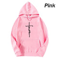 Unisex Cool Faith Print Hoodie Sweatshirt Men Women Fleece Hoodie Fashion Sports Hoodie Crew Neck Hoodie Sweatshirt