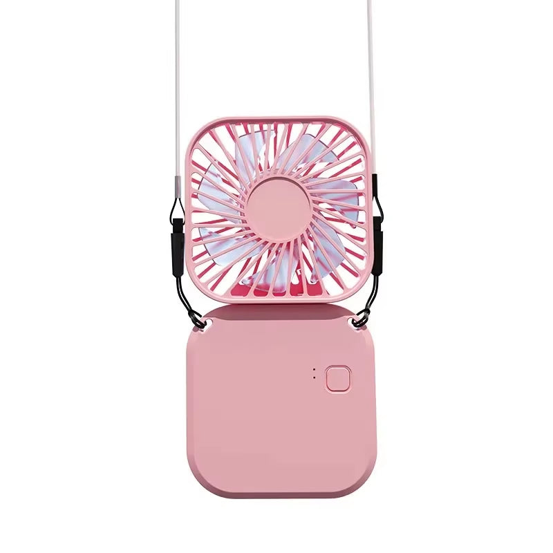 Mini Hanging Neck Fans Portable Folding USB Fans Mute Power Bank Portable Handheld Desktop Multi Function
